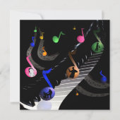 誕生日パーティ音楽のカスタマイズ可能招待状 招待状 (正面)