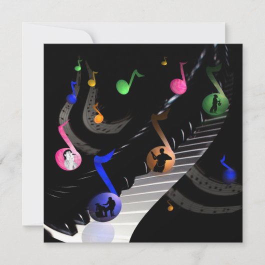 誕生日パーティ音楽のカスタマイズ可能招待状 招待状 (正面)