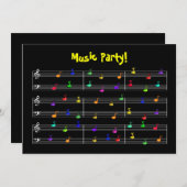 誕生日パーティ音楽のカスタマイズ可能招待状 招待状 (正面/裏面)