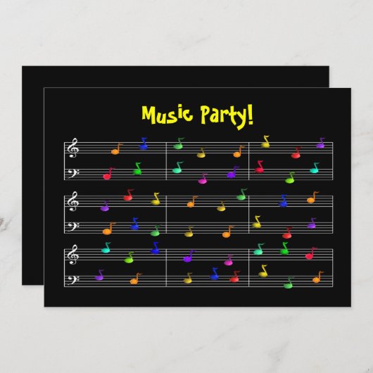 誕生日パーティ音楽のカスタマイズ可能招待状 招待状 (正面/裏面)