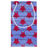 誕生日パープルウッドハートパターン スモールペーパーバッグ (裏面)