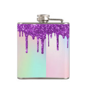 誕生日パープルグリッターはホログラフィック名を乾燥させる フラスク (裏面)