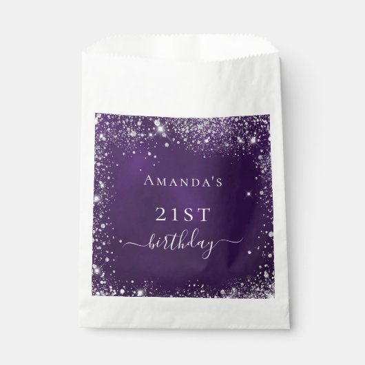 誕生日パープルグリッターシルバ感謝していーユー フェイバーバッグ (正面)