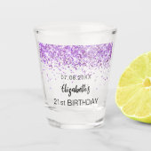誕生日パープルグリッタースパークル名 ショットグラス (正面)