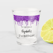 誕生日パープルグリッタードライブ名 ショットグラス (正面)