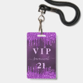 誕生日パープルグリッタードリップスvip招待 バッジ (正面(ネックストラップ付))