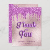 誕生日パープルグリッターバラ金ゴールドピンクタンユ ポストカード (正面/裏面)