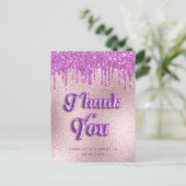 誕生日パープルグリッターバラ金ゴールドピンクタンユ ポストカード (スタンド正面)