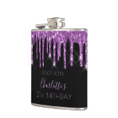 誕生日パープルグリッターブラックモノグラムの友人 フラスク (左)