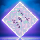 誕生日パープルグリッターホログラフィック名 スタンダードランチョンナプキン