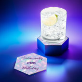 誕生日パープルグリッターホログラフィック名 ペーパーコースター