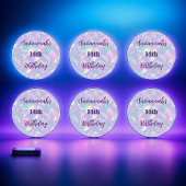 誕生日パープルグリッターホログラフィック名 ラウンドシール