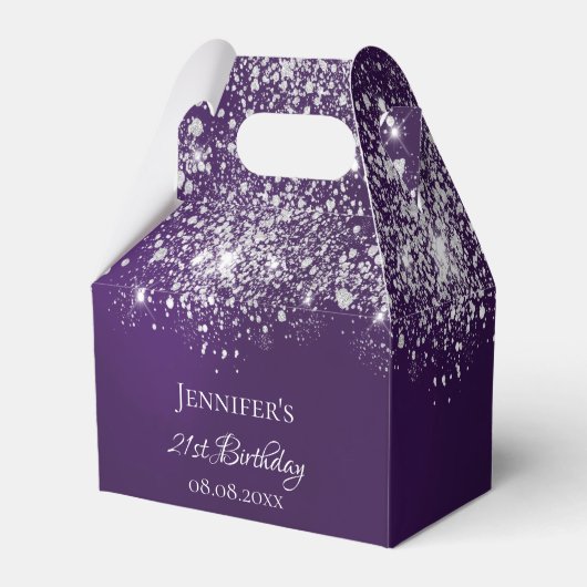 誕生日パープルシルバーグリッター名感謝していyou フェイバーボックス (正面サイド)