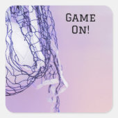 誕生日パープルネット&バレーボールスクエアステッカー スクエアシール (正面)