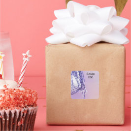 誕生日パープルネット&バレーボールスクエアステッカー スクエアシール