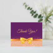 誕生日パープルバラ金ゴールドボウサンキューユー ポストカード (スタンド正面)