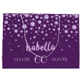 誕生日パープルピンクのダイヤモンド名glam ラージペーパーバッグ (裏面)