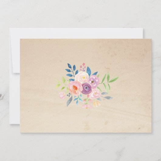 誕生日パープルフラワーフォト招待状 招待状 (裏面)