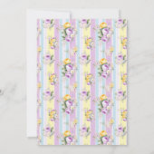 誕生日パープルフローラストライプのパーティー 招待状 (裏面)