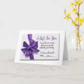 誕生日パープルボウギフトカード カード (黄色い花)