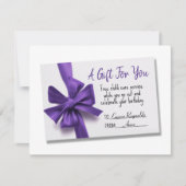 誕生日パープルボウギフトカード シーズンカード (正面)