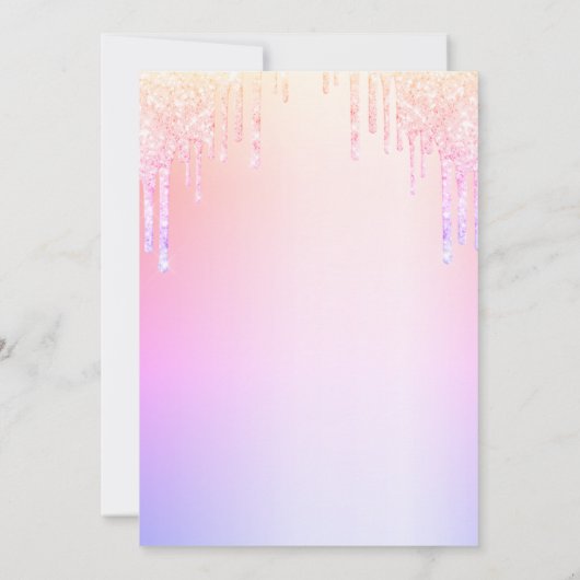 誕生日パープル赤面ピンクローズ金ゴールドグリッター 招待状 (裏面)