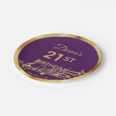 誕生日パープル金ゴールドミュージックノート ペーパープレート (アングル)