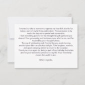 誕生日パ感謝していーティーパープルピーニーテンプレート サンキューカード (裏面)