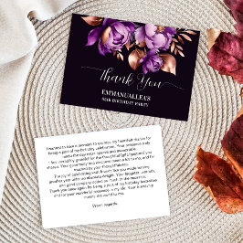 誕生日パ感謝していーティーパープルピーニーテンプレート サンキューカード