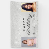 誕生日パ最高のイン友達ツインシルバーフォト 横断幕 (縦)