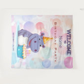 誕生日ヒッポパーティー背景 タペストリー (正面(横))