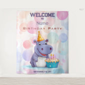 誕生日ヒッポパーティー背景 タペストリー (正面)