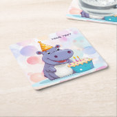 誕生日ヒッポ紙コースター スクエアペーパーコースター (アングル)