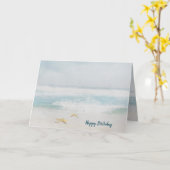 誕生日ヒトデと海サーフウォーター色 カード (黄色い花)