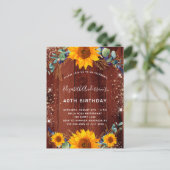 誕生日ヒマワリ原生褐色材 インビテーションポストカード (スタンド正面)