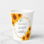 誕生日ヒマワリ白金ゴールド幾何学名 紙コップ (裏面)