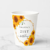 誕生日ヒマワリ白金ゴールド幾何学名 紙コップ (正面)