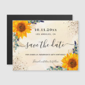 誕生日ヒマワリeucalyptus日付磁石を保存 (正面/裏面)