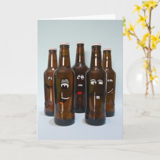 誕生日ビアユーモア カード (黄色い花)