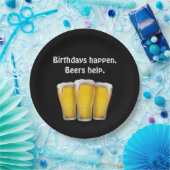 誕生日ビアーズオンブラック ペーパープレート (パーティー)