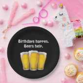 誕生日ビアーズオンブラック ペーパープレート (パーティー)