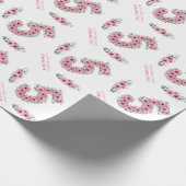 誕生日ビッグ5人目ガールピンクの花緑 ラッピングペーパー (角)
