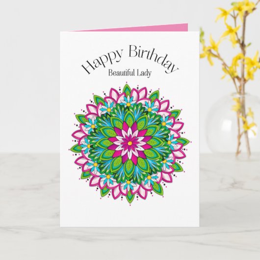 誕生日ビューティフルレディカラフルフローラモチーフ カード (黄色い花)