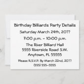 誕生日ビリヤードパーティー招待状 招待状 (裏面)