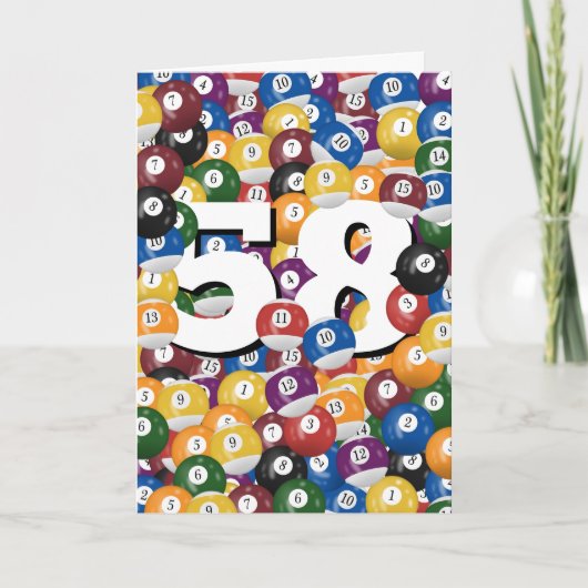 誕生日ビリヤード・ボール58誕生日 カード (正面)