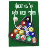 誕生日ビリヤード・ボール・オン・グリーン ミディアムペーパーバッグ (正面)