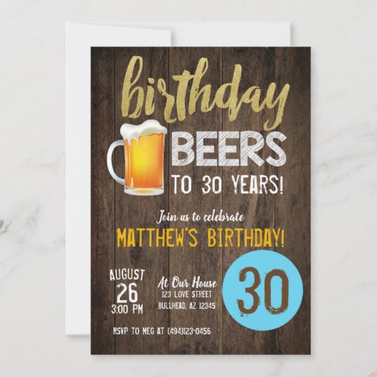 誕生日ビーズメンズ誕生日の招待 招待状 (正面)