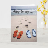 誕生日ビーチスタイルカード カード (黄色い花)