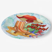 誕生日ビーチバッシュ ペーパープレート (アングル)