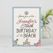 誕生日ビーチパーティーキッドかわいいサンドキャッスルカニパイル 招待状 (スタンド正面)